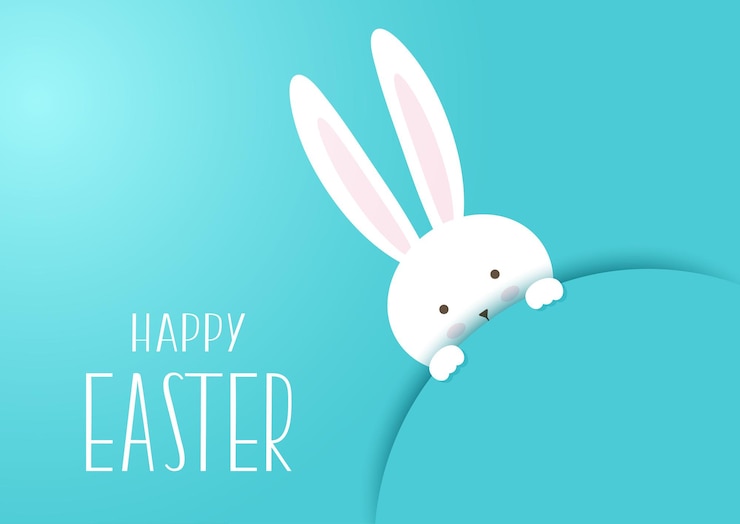 Vector gratuito tarjeta de felicitación de pascua feliz con lindo diseño de conejito