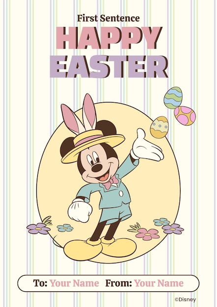 Vector gratuito tarjeta de felicitación de pascua de mickey mouse