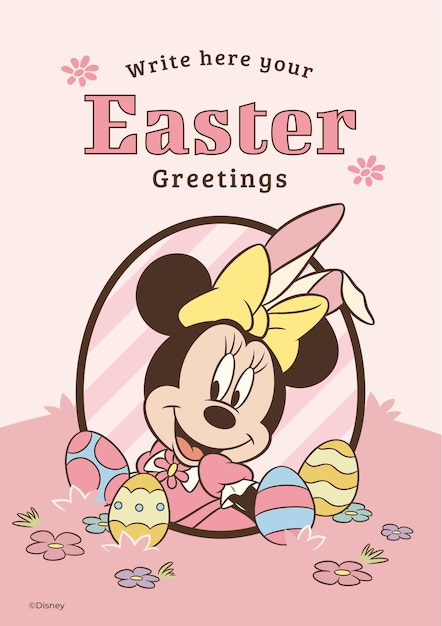 Tarjeta de felicitación de Pascua de Minnie Mouse