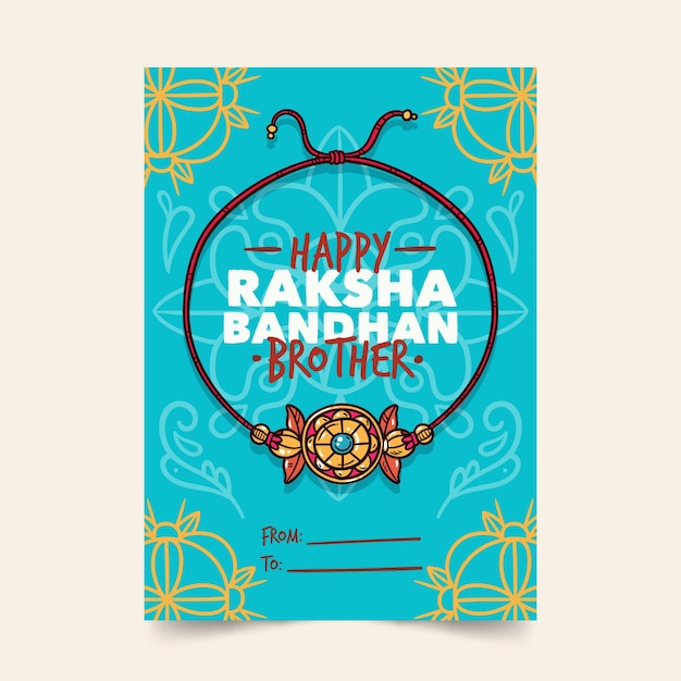 Tarjeta de felicitación de raksha bandhan dibujada a mano