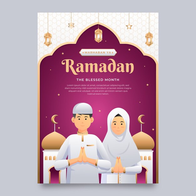 Tarjeta de felicitación de ramadán degradado