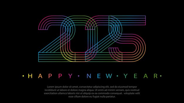 Tarjeta de felicitaciones para el año nuevo 2025 Ilustración vectorial minimalista