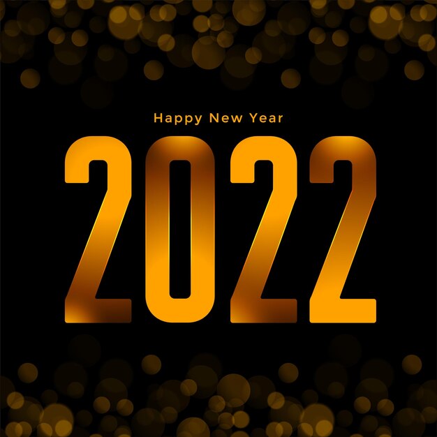 Tarjeta de feliz año nuevo en estilo dorado brillante