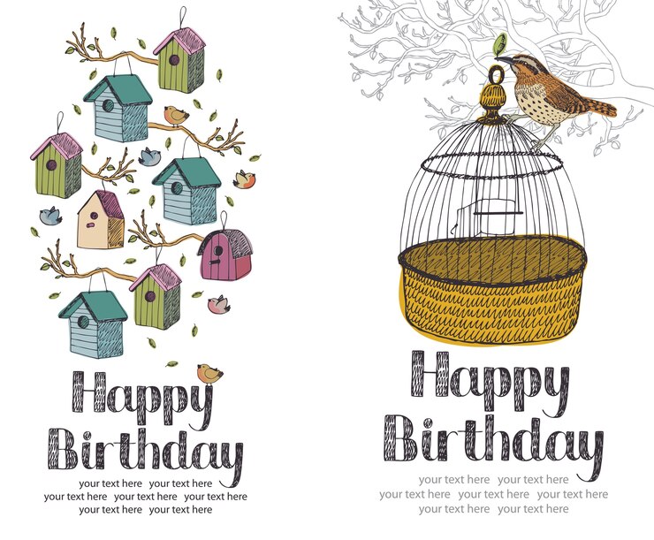 Vector gratuito tarjeta de feliz cumpleaños de aves