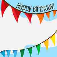 Vector gratuito tarjeta de feliz cumpleaños con banderas y copyspace