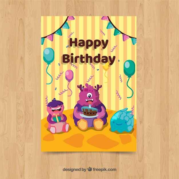 Tarjeta de feliz cumpleaños en estilo hecho a mano