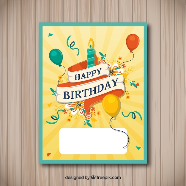 Tarjeta de feliz cumpleaños en estilo plano