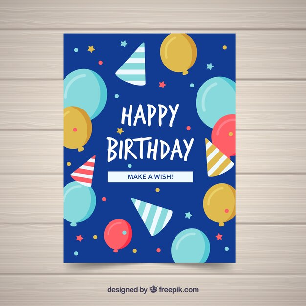 Tarjeta de feliz cumpleaños en estilo plano