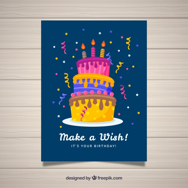 Tarjeta de feliz cumpleaños en estilo plano