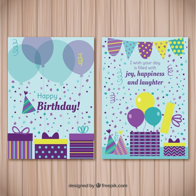 Tarjeta de feliz cumpleaños en estilo plano