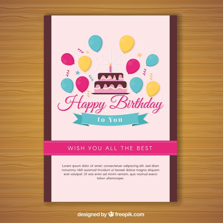 Vector gratuito tarjeta de feliz cumpleaños en estilo plano