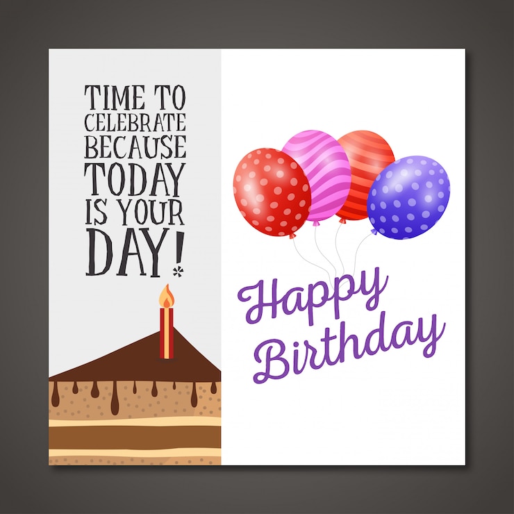 Vector gratuito tarjeta de feliz cumpleaños con fondo claro y globos