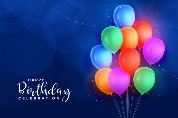 Tarjeta de feliz cumpleaños de globos de colores