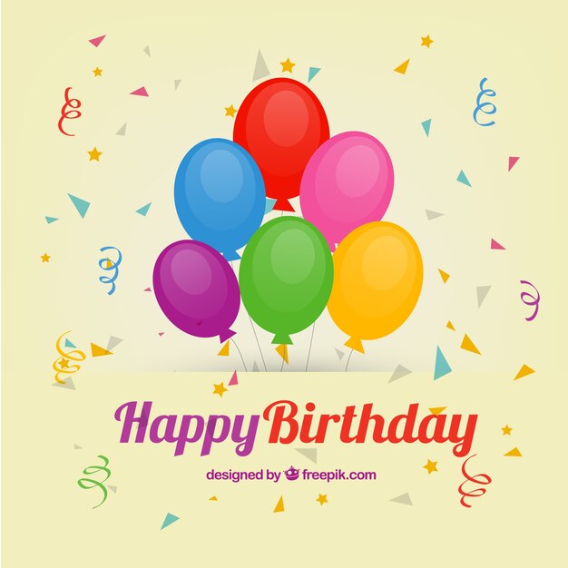 Tarjeta del feliz cumpleaños con globos de colores