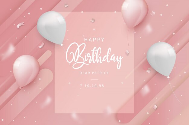 Tarjeta de feliz cumpleaños con globos