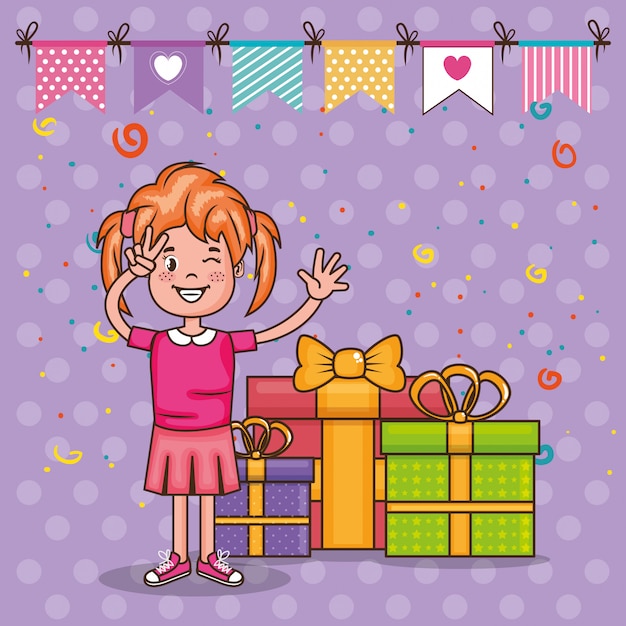 tarjeta de feliz cumpleaños con niña