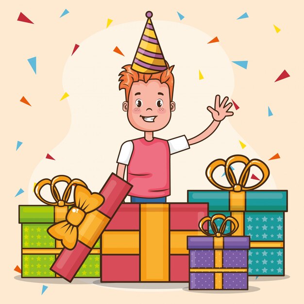 tarjeta de feliz cumpleaños con niño