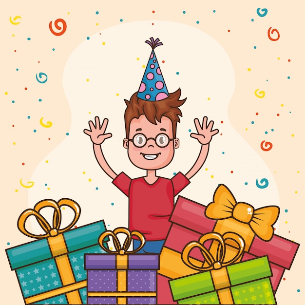tarjeta de feliz cumpleaños con niño