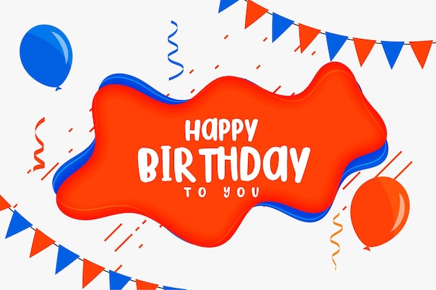 Vector gratuito tarjeta de feliz cumpleaños para niños en diseño de estilo plano