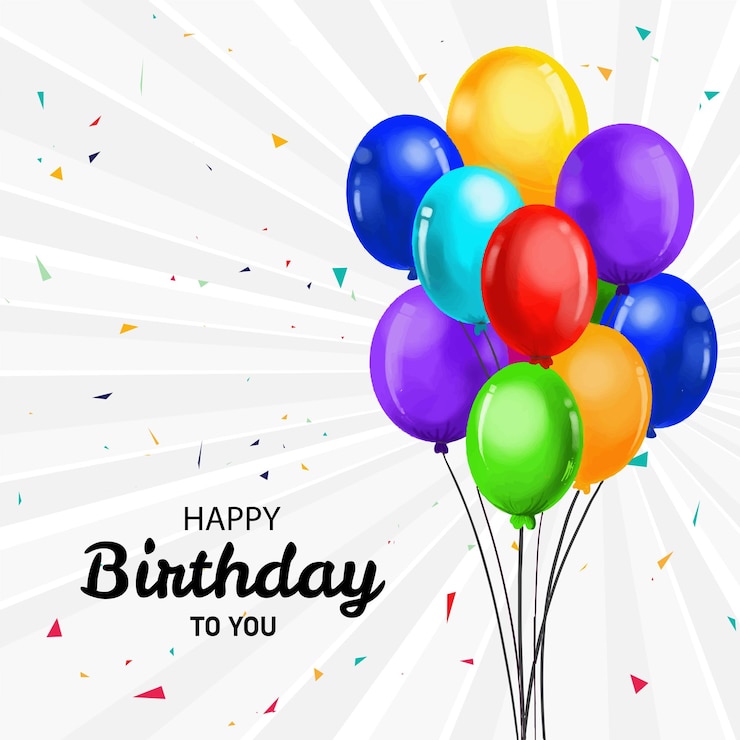 Vector gratuito tarjeta de feliz cumpleaños sobre fondo de celebración de globo 3d realista