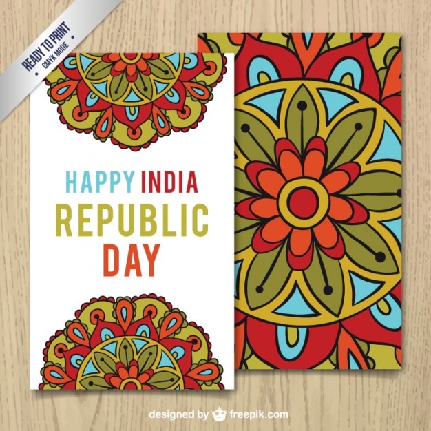 Vector gratuito tarjeta de feliz día de la república india