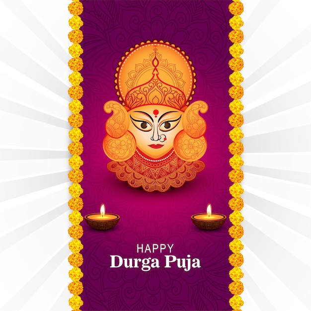 Vector gratuito tarjeta feliz festival indio durga pooja