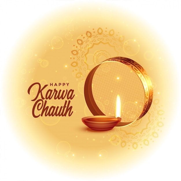 Vector gratuito tarjeta feliz del festival de karwa chauth con diya