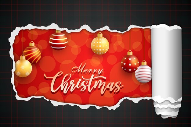 Tarjeta de feliz navidad con bola en rojo