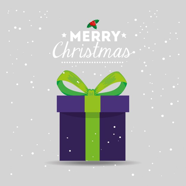 Tarjeta de feliz navidad con caja de regalo