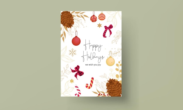 tarjeta de feliz navidad dibujada a mano de lujo