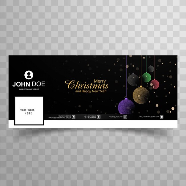 Tarjeta de feliz Navidad con diseño de plantilla de banner de portada de facebook