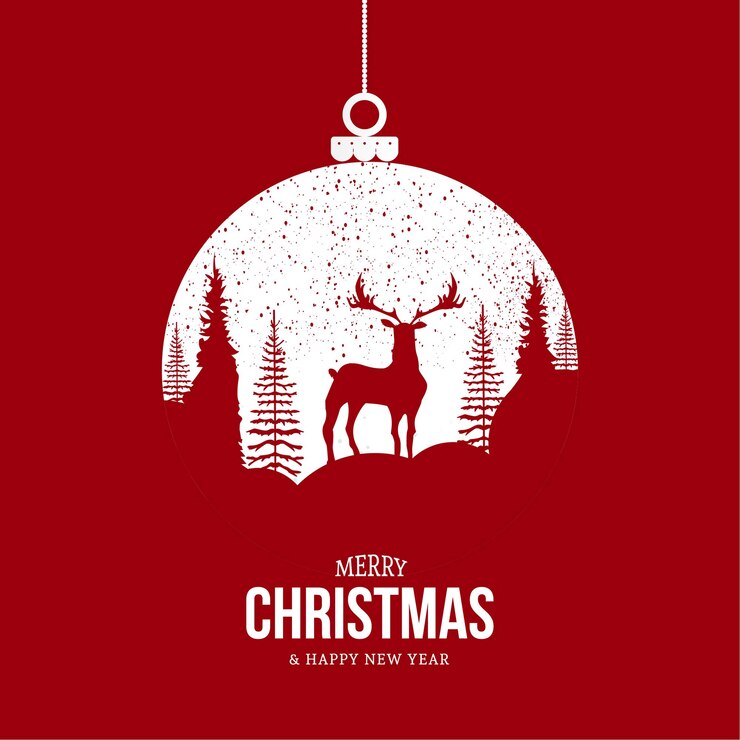Vector gratuito tarjeta de feliz navidad con elegante silueta de bola de navidad