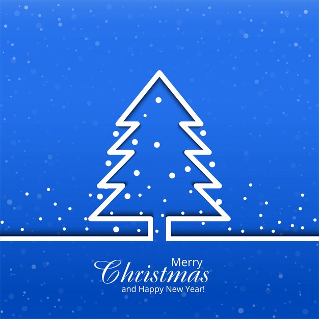 Tarjeta de feliz navidad con fondo de árbol azul
