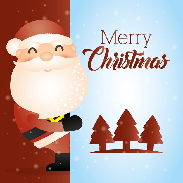 Tarjeta de feliz navidad con lindo santa claus
