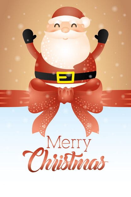 Tarjeta de feliz navidad con lindo santa claus