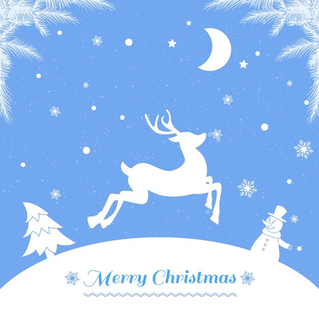 Tarjeta de feliz Navidad con siluetas