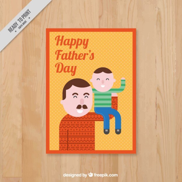 Tarjeta de feliz padre con su hijo