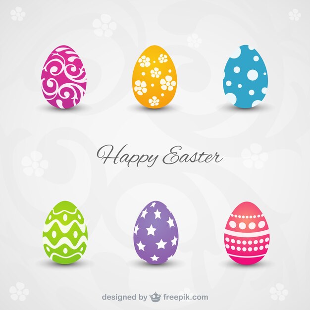 Tarjeta de feliz pascua con huevos de colores