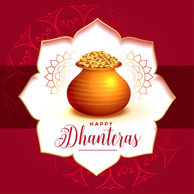 Tarjeta festiva decorativa para el día de dhanteras