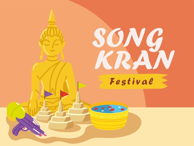 Vector gratuito tarjeta del festival songkran