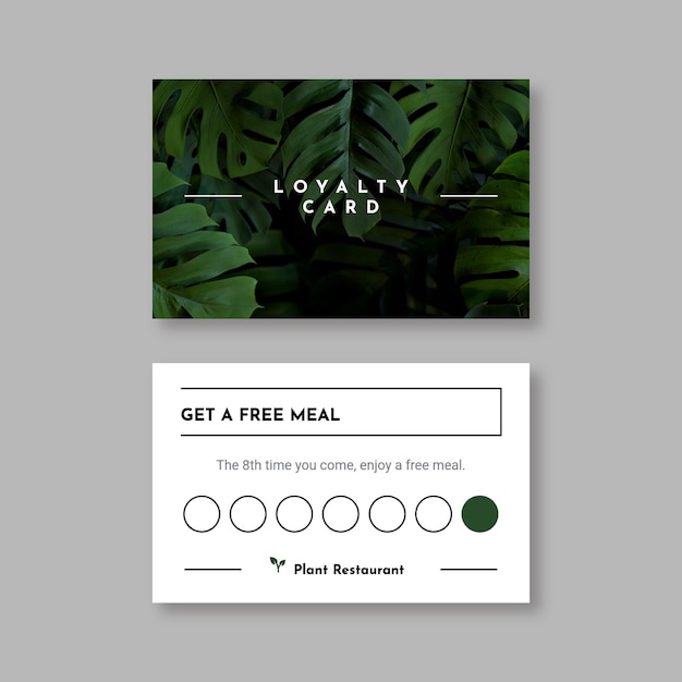 Vector gratuito tarjeta de fidelización de plantas de restaurante geométricas minimalistas.