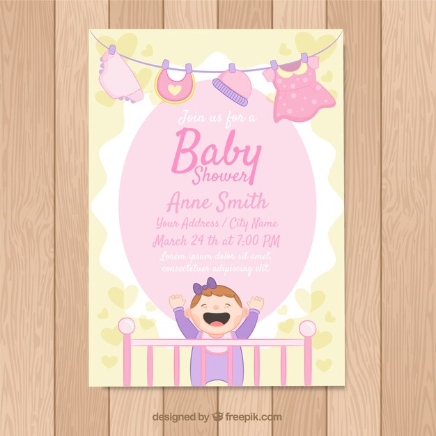 Tarjeta de fiesta del bebé en estilo hecho a mano
