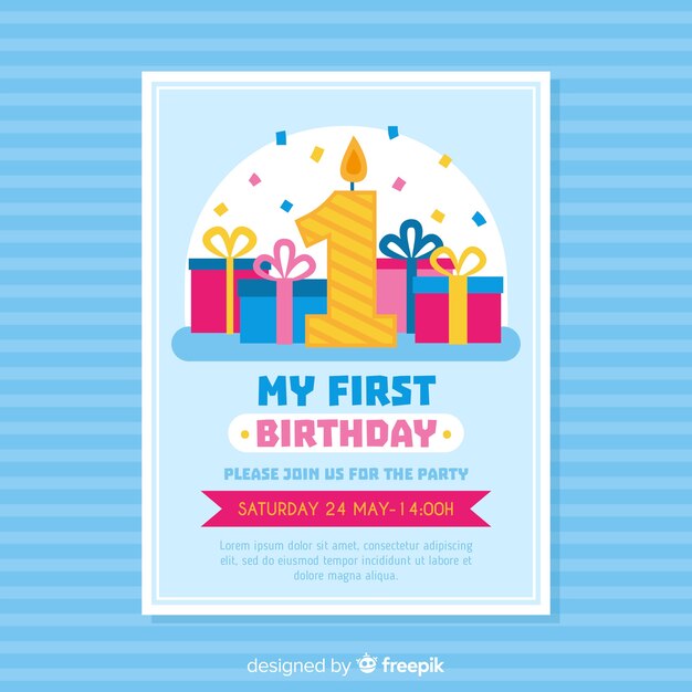Tarjeta de fiesta de primer cumpleaños