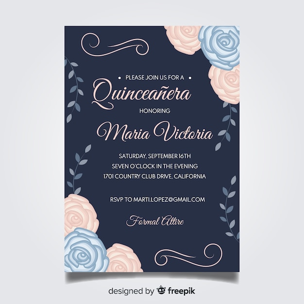 Vector gratuito tarjeta para fiesta de quinceañera