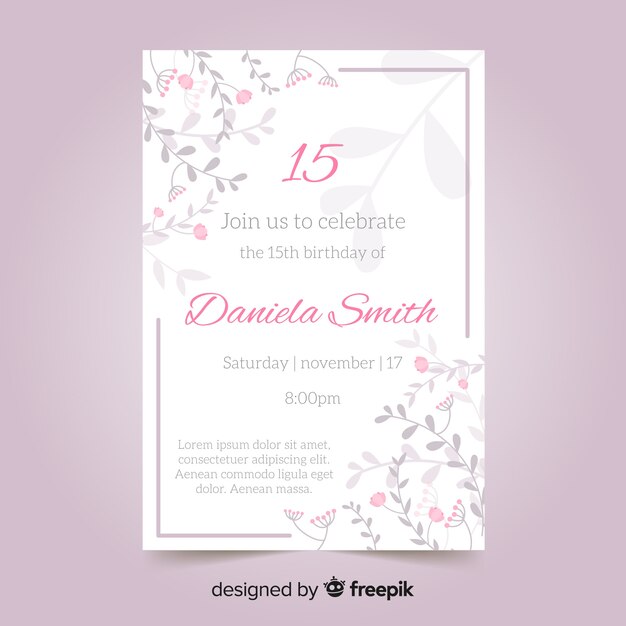 Tarjeta para fiesta de quinceañera