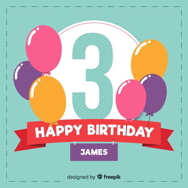 Tarjeta de fiesta de tercero cumpleaños