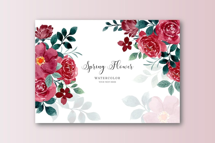Vector gratuito tarjeta de flor roja de primavera