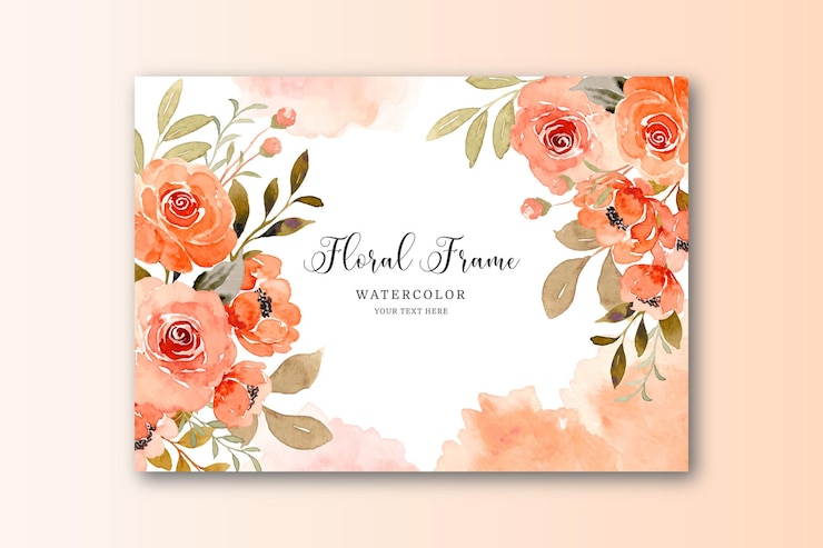 Vector gratuito tarjeta de flor rosa acuarela