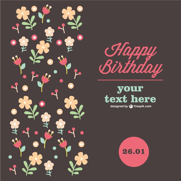 Tarjeta floral de cumpleaños