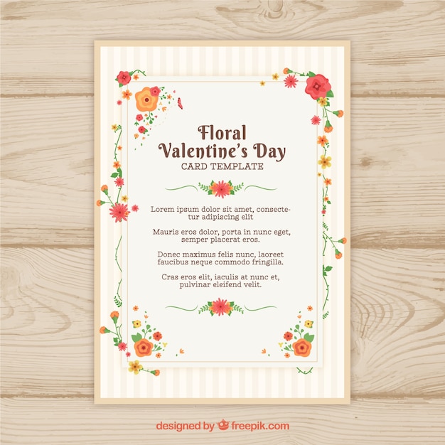 Tarjeta floral de san valentín